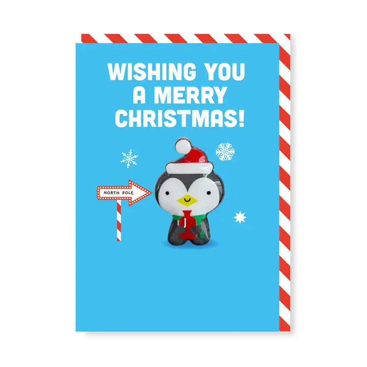 Postal de Natal com iman - Pinguim