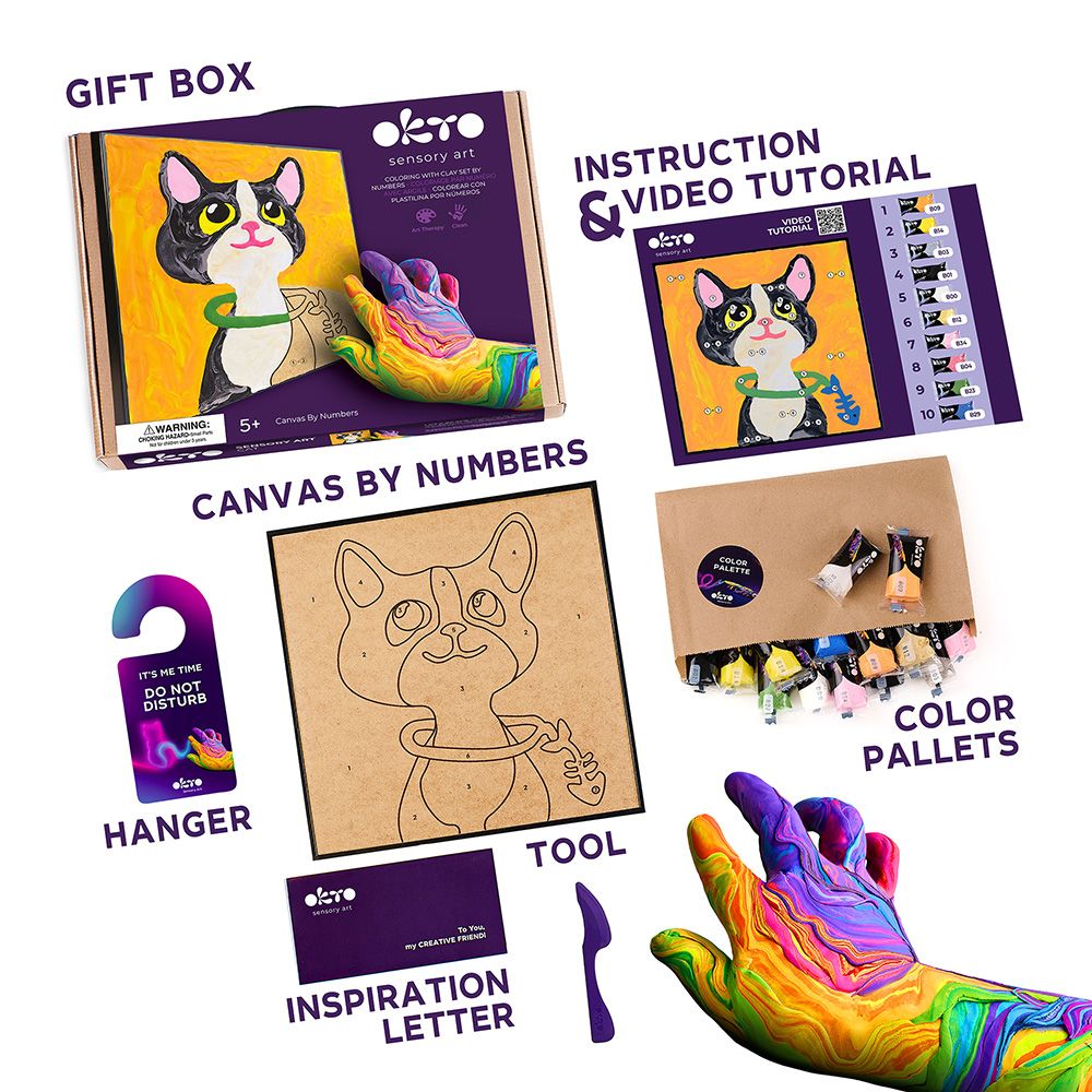Okto - Set creativo 3D pinta c/numeros Gato