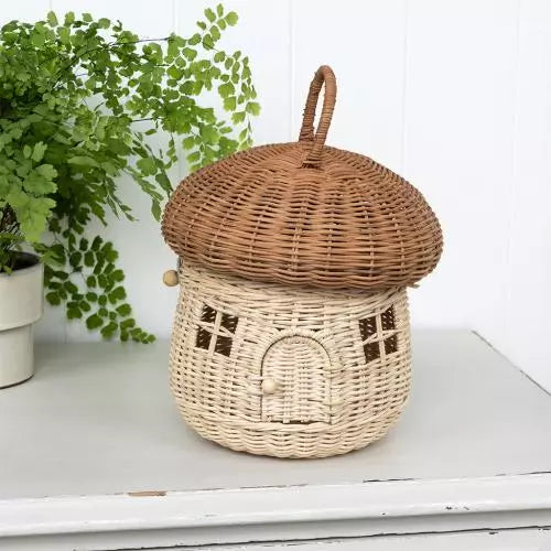 Cesto de rattan - Casa cogumelos