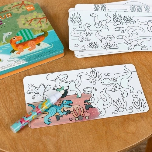 Cartões mágicos para colorir com água - Dinossauros