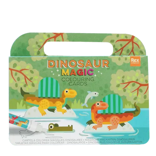 Cartões mágicos para colorir com água - Dinossauros