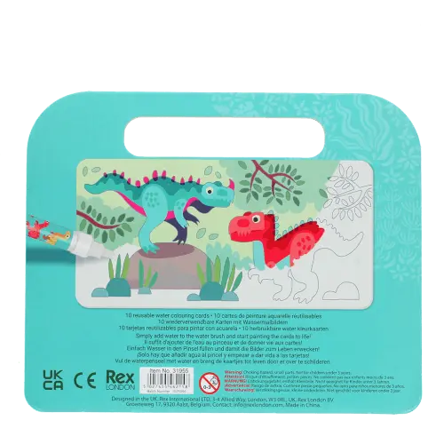 Cartões mágicos para colorir com água - Dinossauros