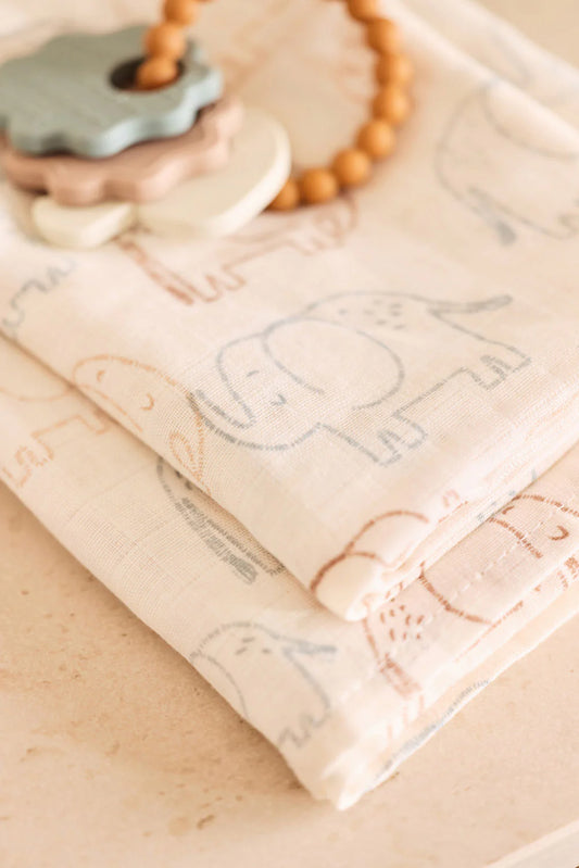 Swaddle/Muselina 115x115cm - Elephant Tales
