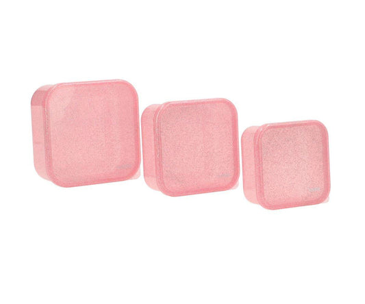 3 Lancheiras Snacks - Glitter Rosa