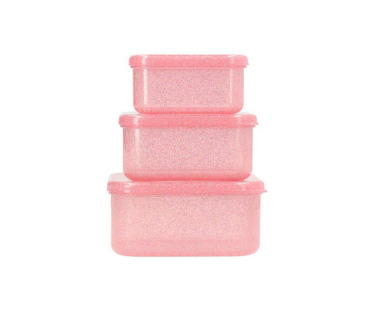 3 Lancheiras Snacks - Glitter Rosa