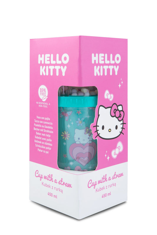 Copo com Palhinha 450ml Hello Kitty