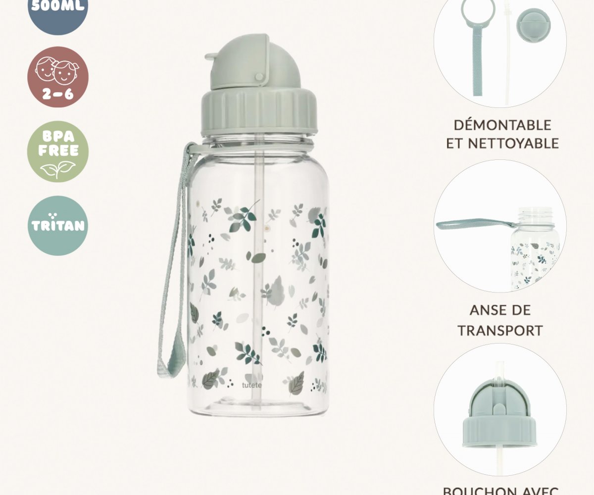 Garrafa de plástico 500 ml - Leaves Sage