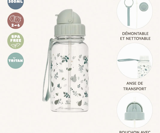 Garrafa de plástico 500 ml - Leaves Sage