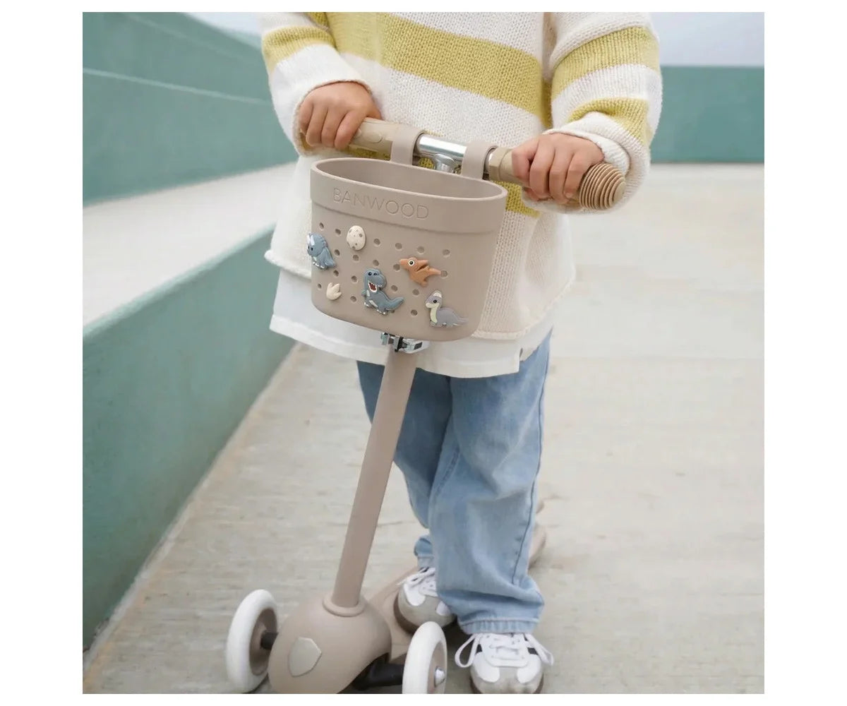 Trotinete Eco Banwood + Cesta Pin & Ride Sand
