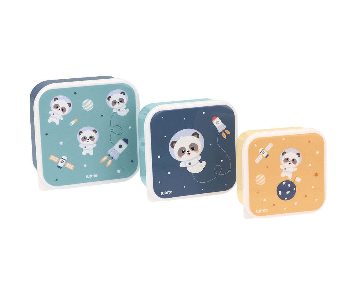Conjunto de 3 Lancheiras - Pandas In Space