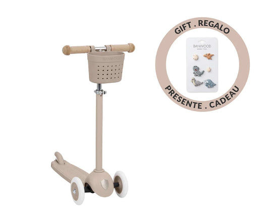 Trotinete Eco Banwood + Cesta Pin & Ride Sand