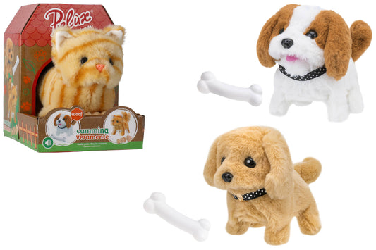 Peluche que caminha c/acessorio - Cão/Gato