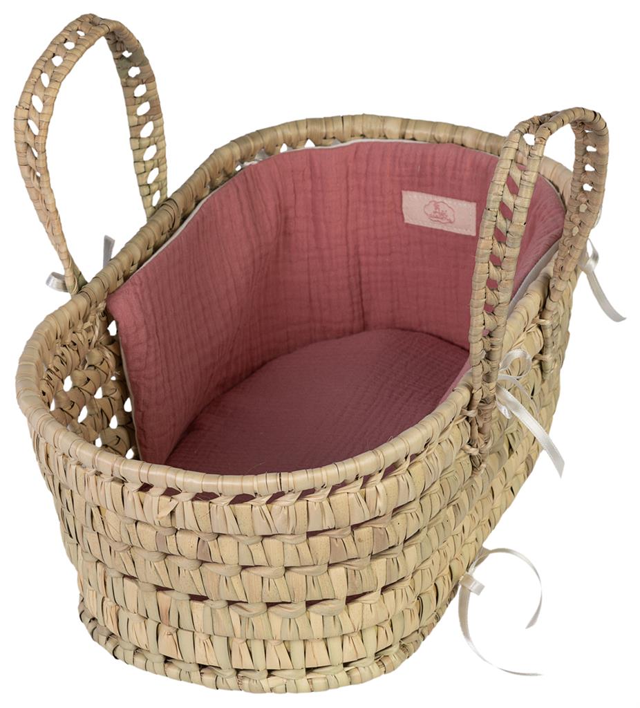 Alcofa com Duas Alças Rosa - Bonecas 28-34cm