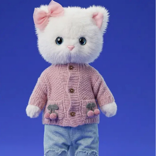 Peluche lucky kitty Sophie: Cerejas em malha