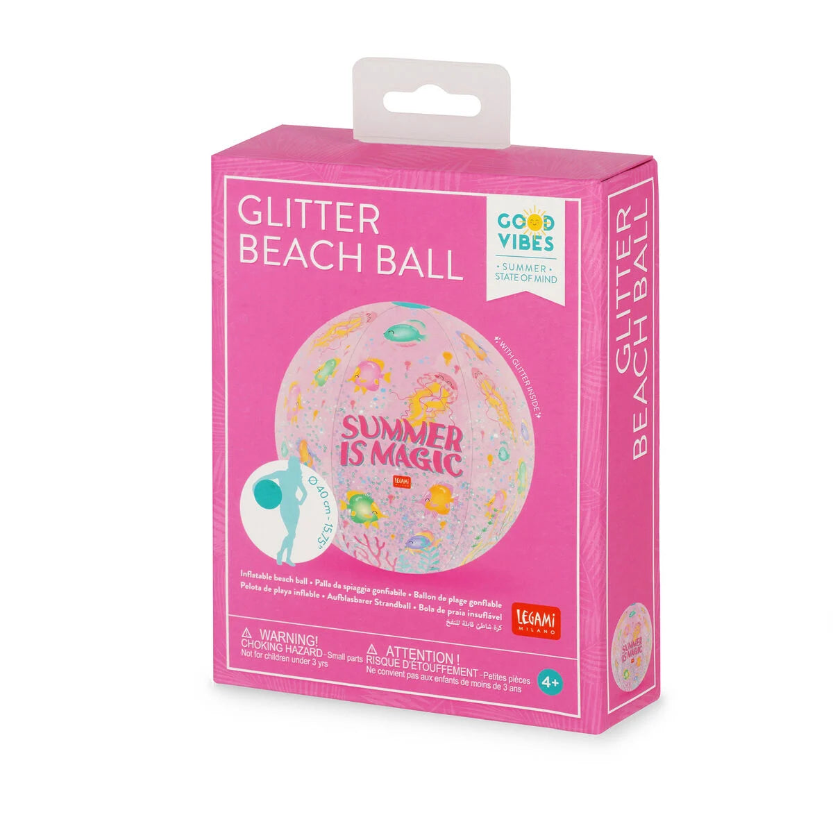 BOLA DE PRAIA INSUFLÁVEL COM GLITTER - SUMMER IS MAGIC