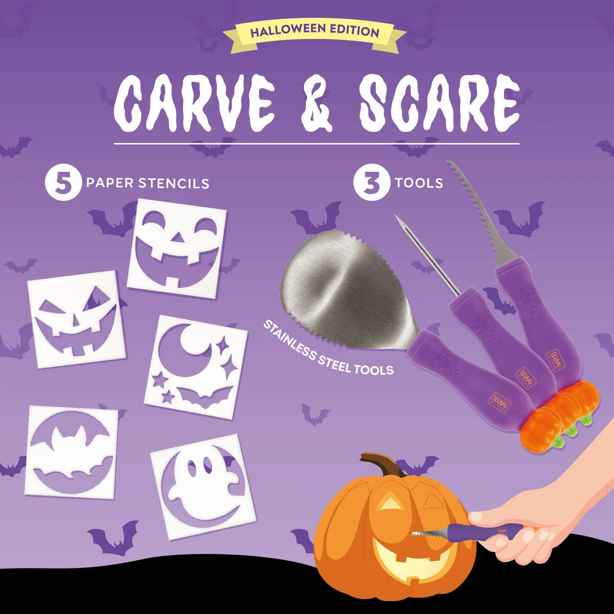 Kit de Escultura de Abóbora para Halloween - Esculpir e Assustar