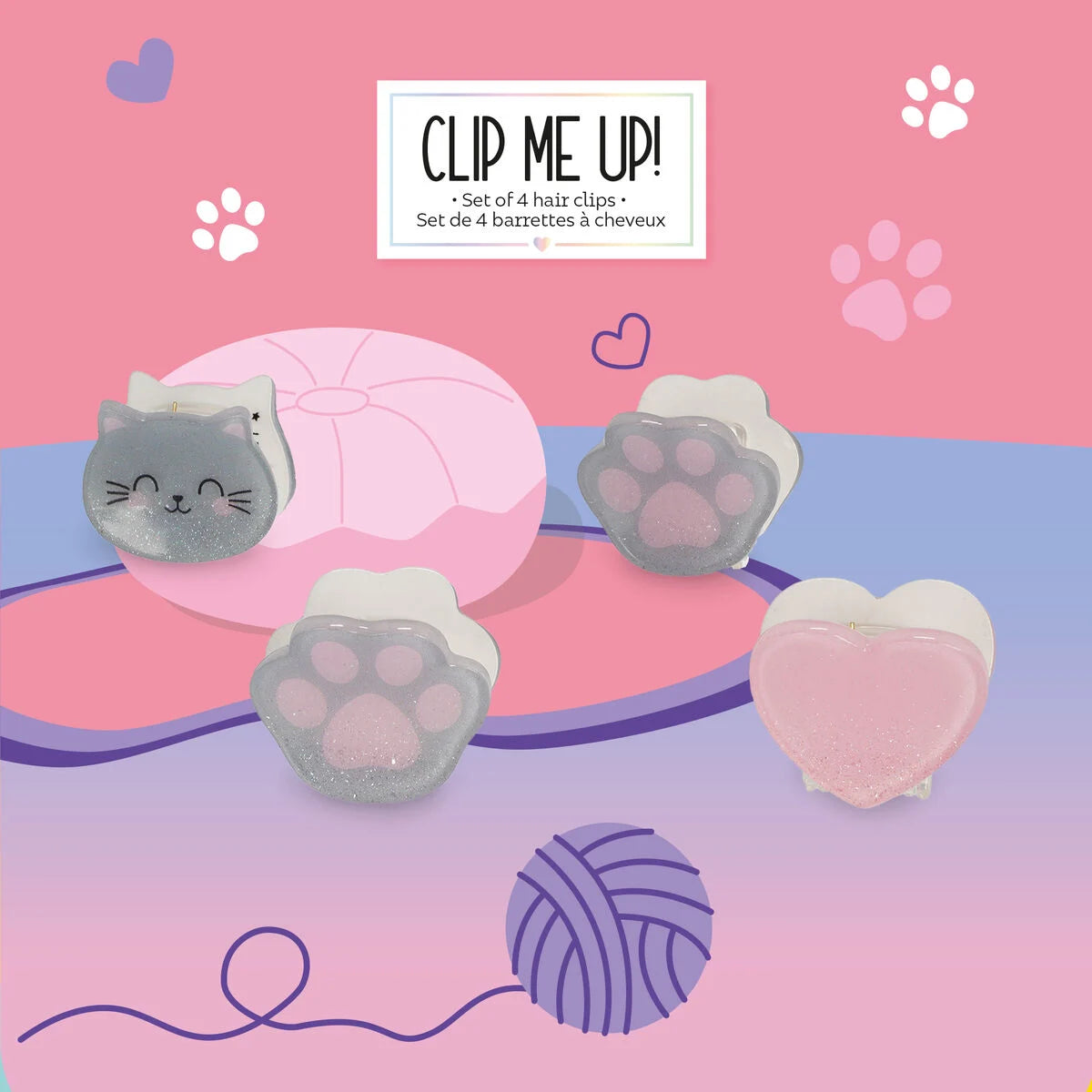 Conjunto de 4 mini molas de cabelo - Gato