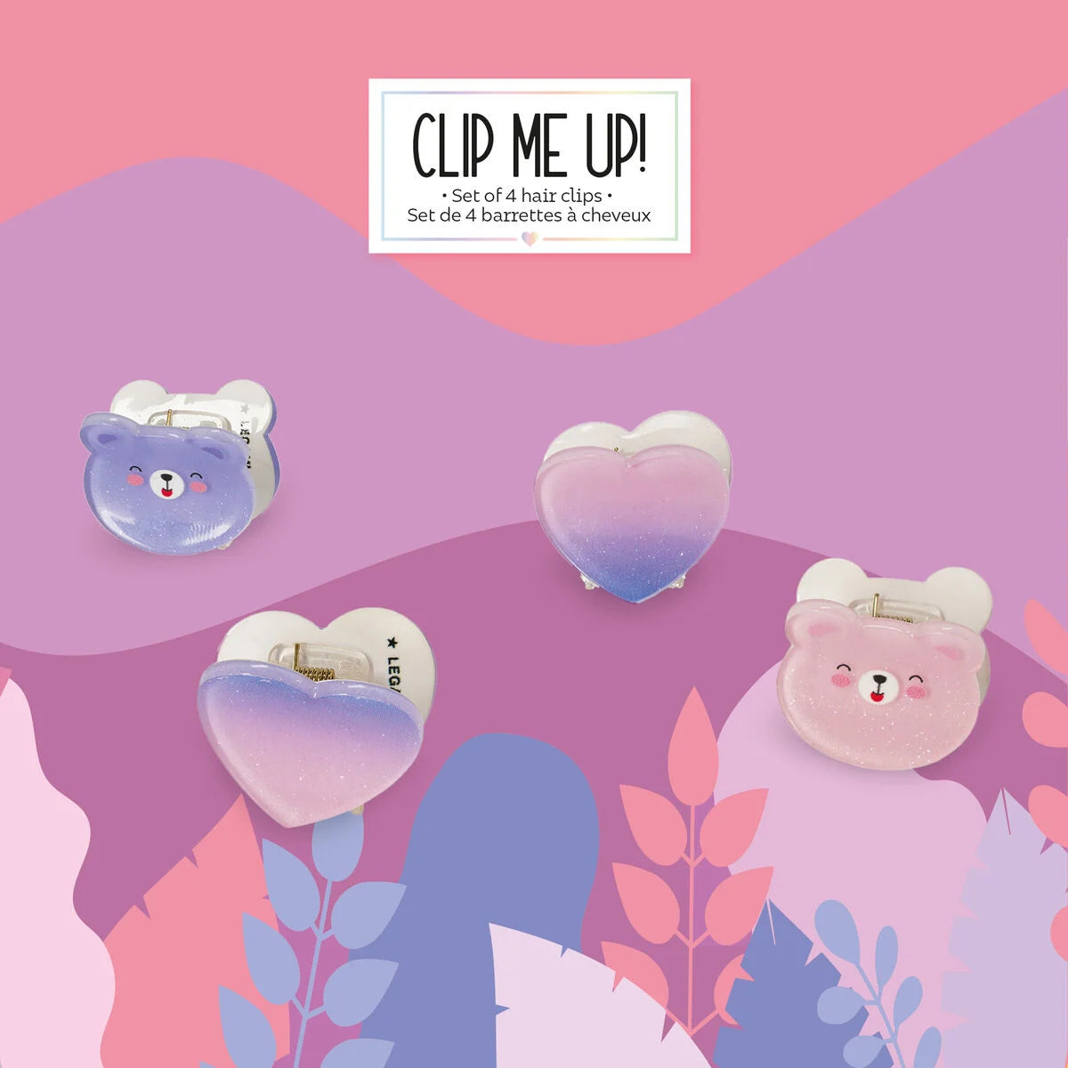 Conjunto de 4 mini molas de cabelo - Urso