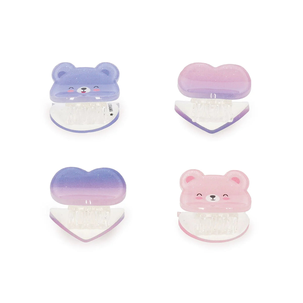 Conjunto de 4 mini molas de cabelo - Urso