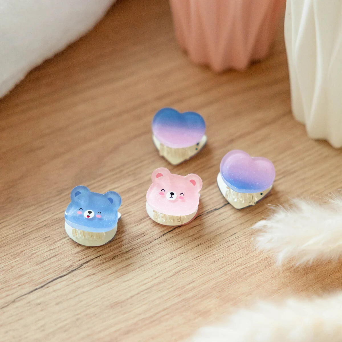 Conjunto de 4 mini molas de cabelo - Urso