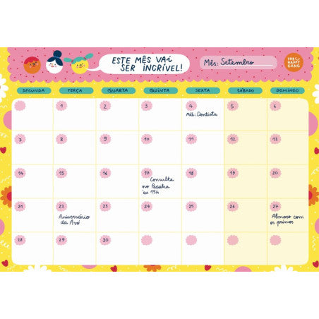 Planeador mensal magnético - The Happy Gang