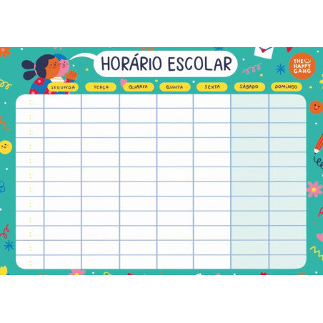 Horario escolar magnético: The Happy Gang 