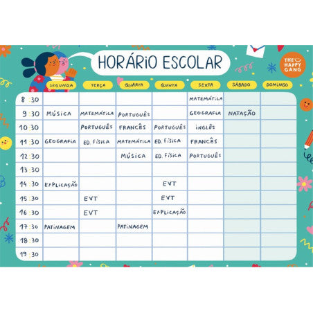 Horario escolar magnético: The Happy Gang 