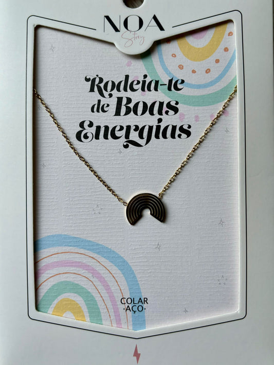 Colar  Aço  Dourado -  Rodeia-te de Boas Energias