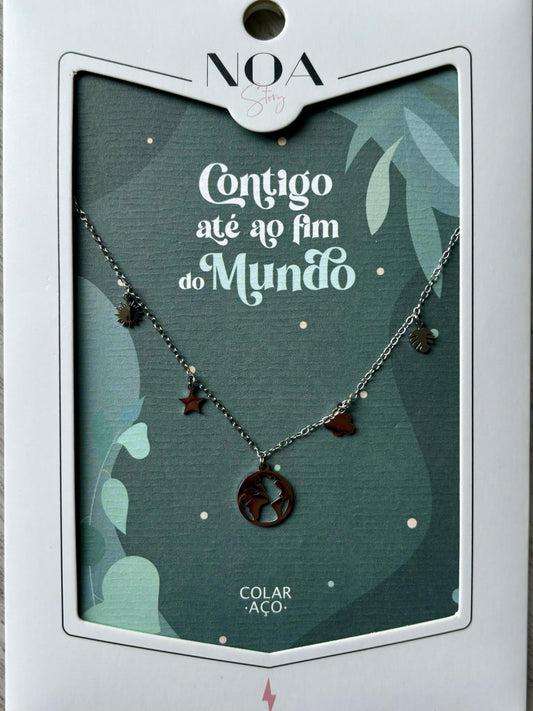 Collar de acero plateado - Contigo hasta el fin del mundo