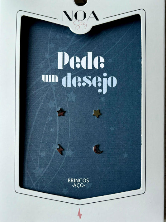 Brinco Aço Prateado - Pede um Desejo