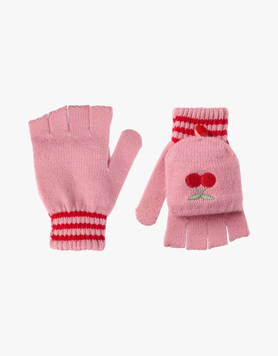 Luvas de malha 3/6 anos - Cerejas