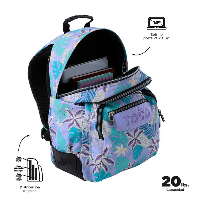 Mochila Escolar Royal - Flor Lila