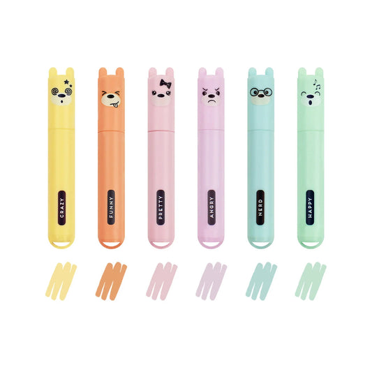 Conjunto de 6 Mini Marcadores Pastel - Teddy's Style