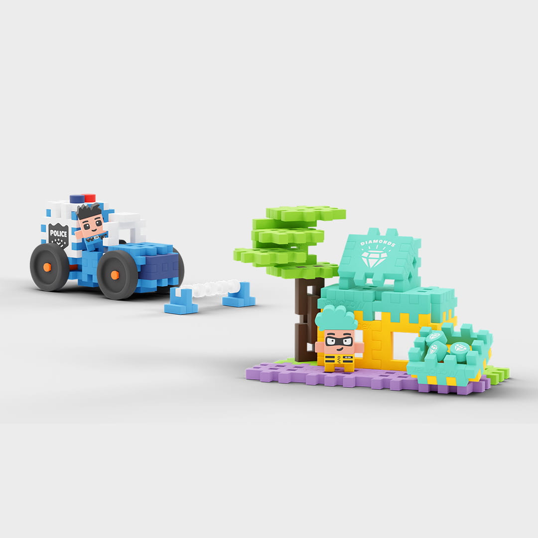 Carro de polícia e loja de joias 80pcs - Mini Waffle City