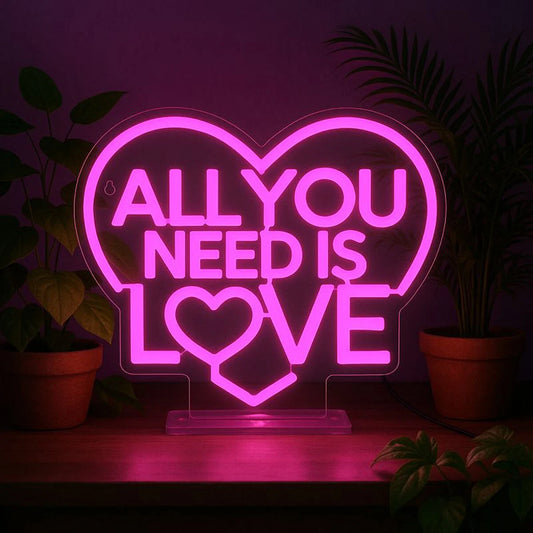 Lâmpada LED com efeito néon - All You Need is Love - It's a Sign