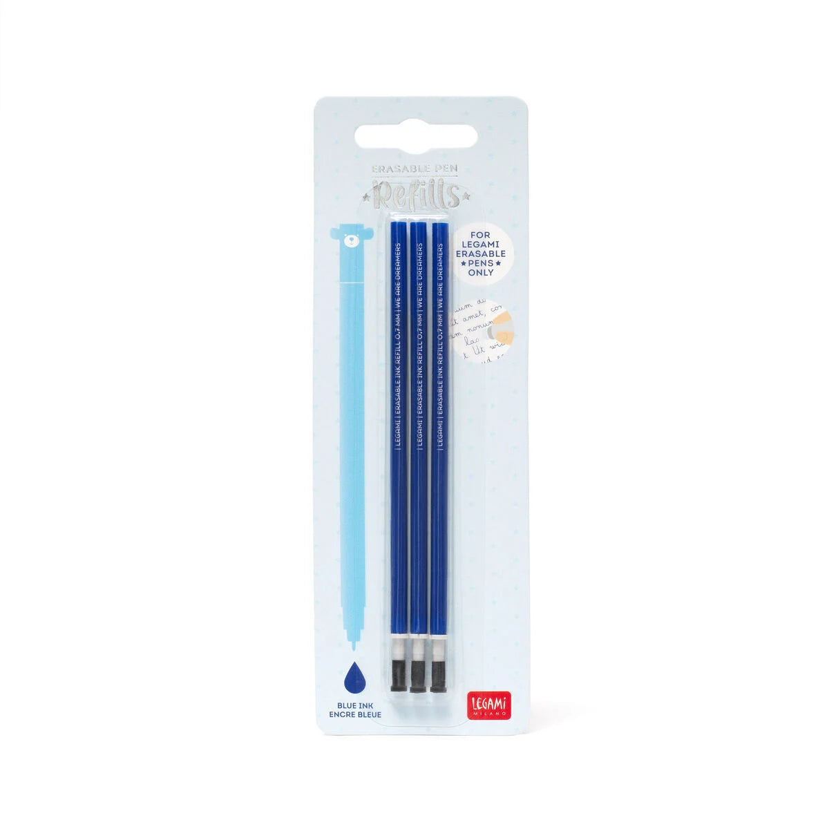 Conjunto de 3 Recargas para Canetas Apagáveis Legami - Tinta Azul