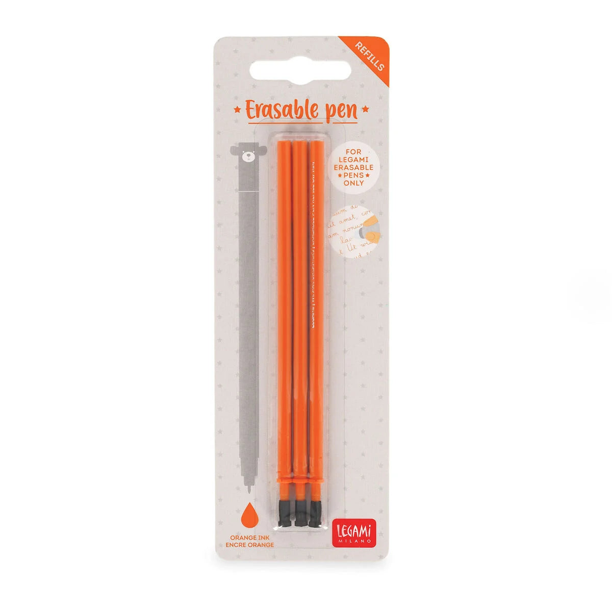 Conjunto de 3 Recargas para Canetas Apagáveis Legami - Tinta Laranja