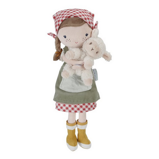 Boneca Rosa Agricultora com Ovelha - 35cm