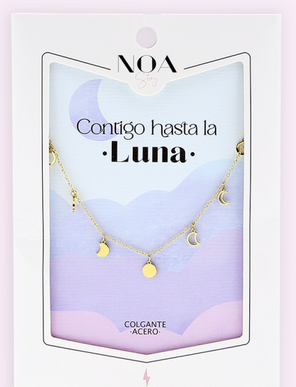 Collar de Acero Dorado - Contigo a la Luna