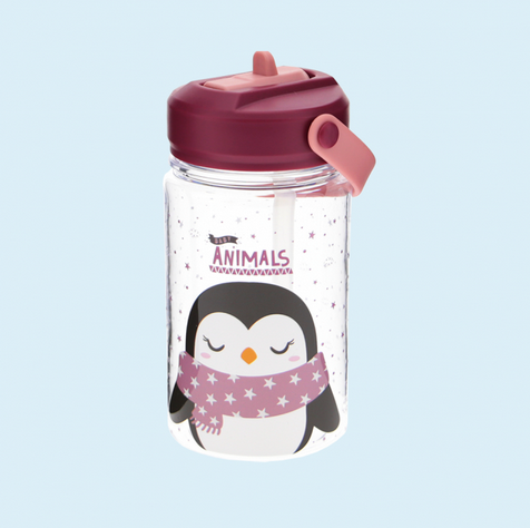 Garrafa Tritan 350ml com Adaptador e palinha  - Pinguim
