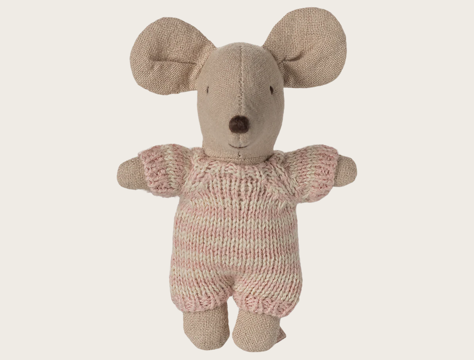 Ratinho bebé no berço Maileg - Rosa