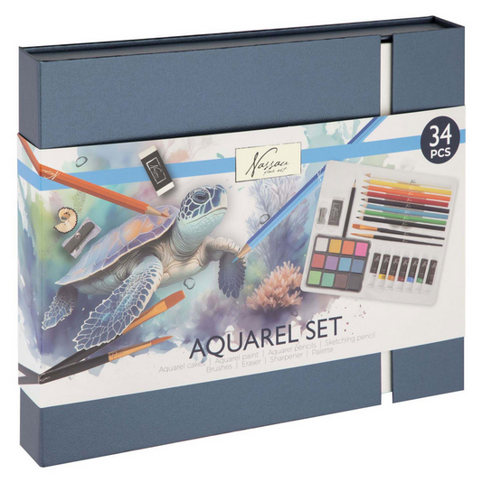 Conjunto de tinta de aguarela para pintura e desenho 34 pcs