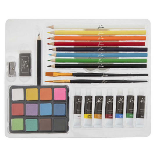 Conjunto de tinta de aguarela para pintura e desenho 34 pcs