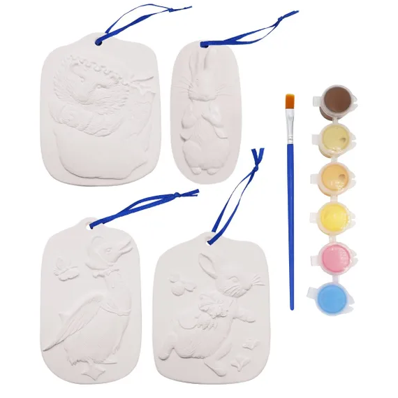 Kit de Arte de Páscoa com Tintas, Adesivos e ovos de gesso