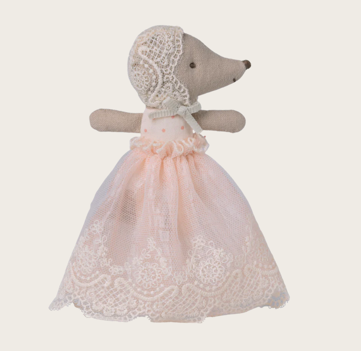 Ratinha bebé com roupa de festa – Rosa pastel - Maileg