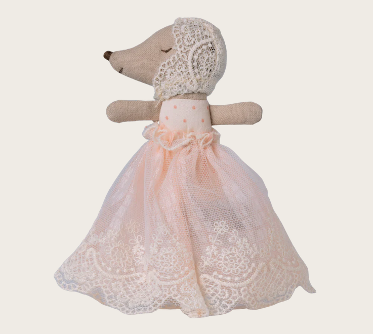 Ratinha bebé com roupa de festa – Rosa pastel - Maileg
