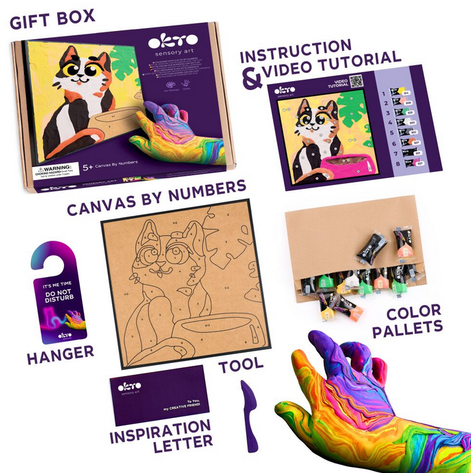 Okto - Set creativo 3D pinta c/numeros Gato