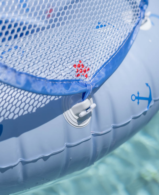 Flutuador azul bebé com assento e capota
