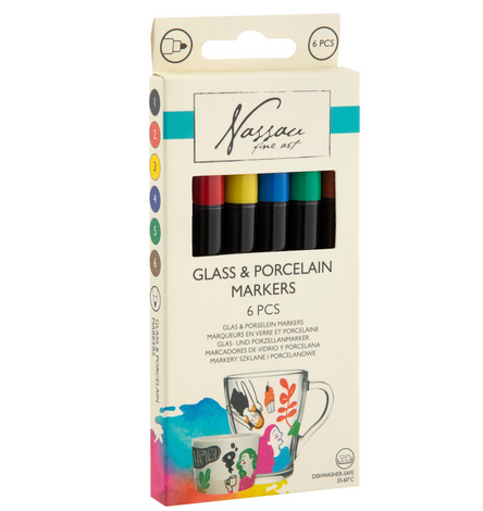 Marcadores vidro/porcelana 6pcs