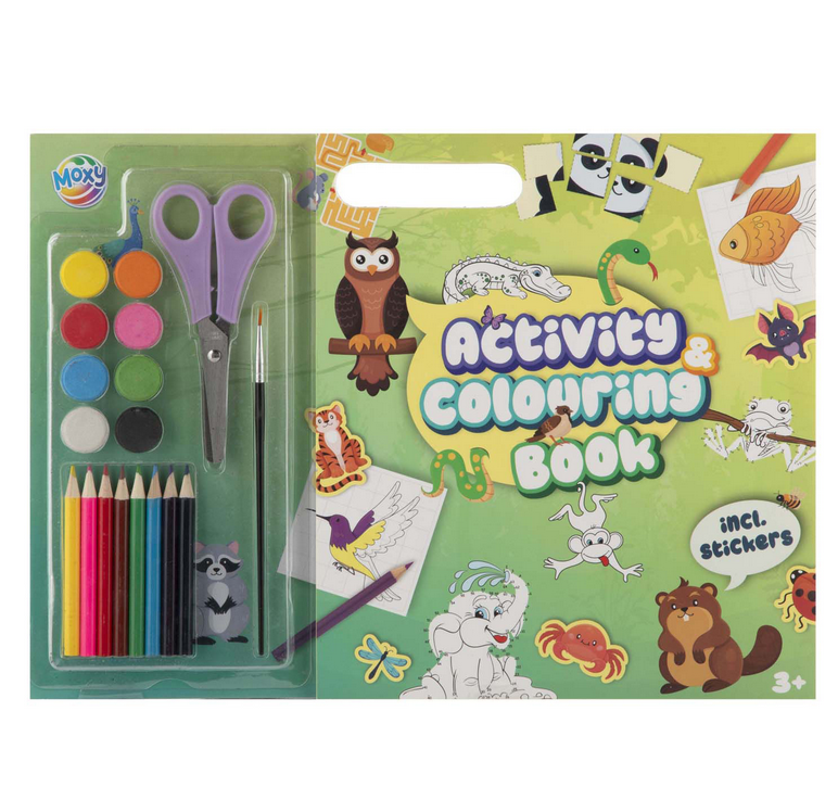 Livro de colorir e atividades com animais